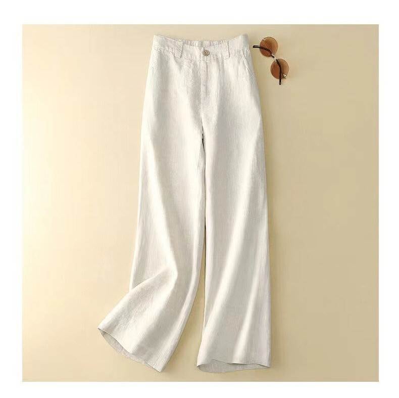 パンツ きれいめ 大人 ナチュラル カジュアル リネン ボトムス パンツ ストレートパンツ ロング丈 ストレート ワイド ポケット ハイウエスト 綿 麻 リネン 薄手 コットン かわいい シンプル 上 4,776円