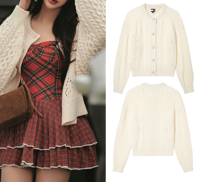 Tommy Girl Wool Blend Cable Cardigan(T32G0KCD68TWT1YBH)