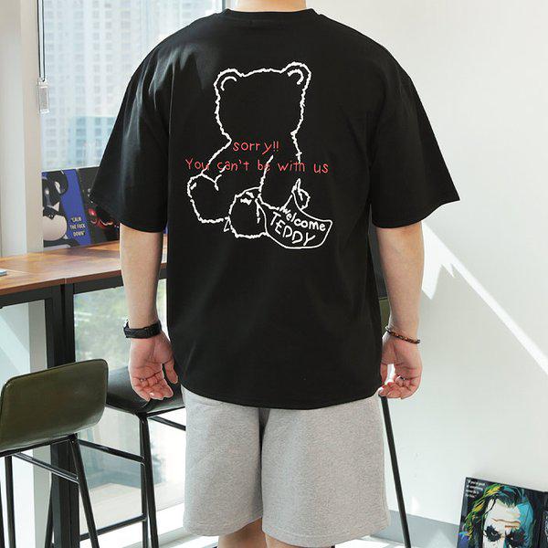 WBAメンズビッグサイズソーリーベアプリント半袖Tシャツ