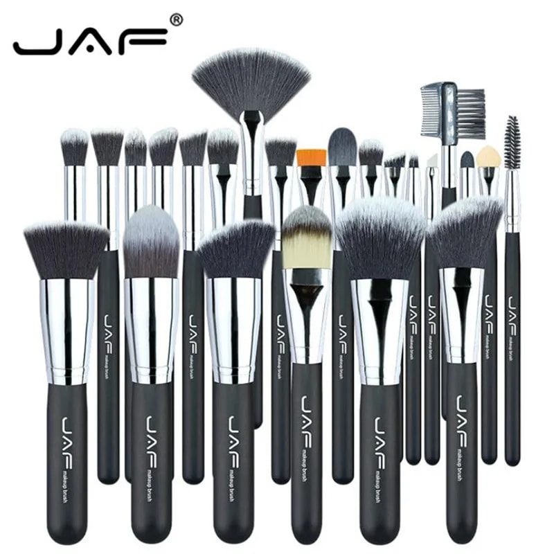 Jaf-プロのメイクブラシ,高品質,柔らかく,合成毛,肌にやさしい,ピンクと黒,18/24個,15 #831