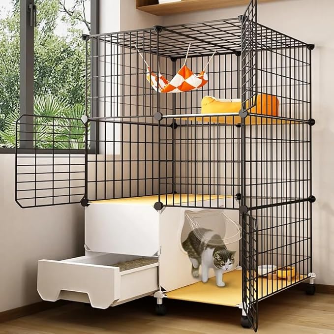 猫 ケージ トイレ付き 広い キャスター付き 移動便利 キャットケージ 3段 トイレ付き 引き出し 猫砂スコップ付き 掃除しやすい 飛散軽減 猫ケージ 3段 可愛い 大型 幅広 頑丈 脱走防止 6,628円