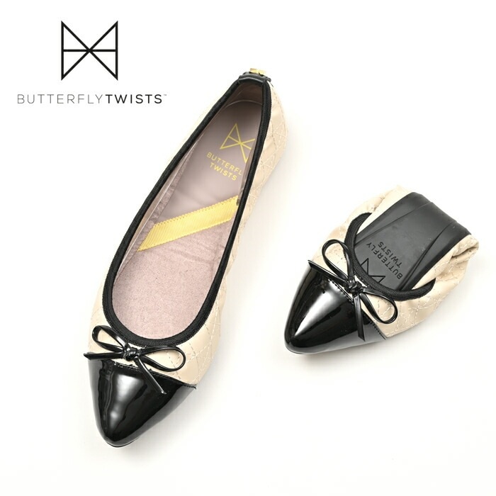 バタフライツイスト HOLLY ホリー CRM BLK ポインテッドトゥ　Butterflytwist 卒園 卒業 入園 入学 行事 イベント 参観日 携帯シューズ 折りたたみ 靴 バレエシューズ フ