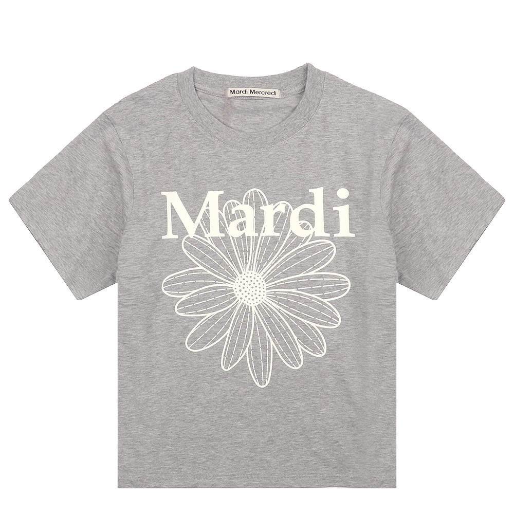 Tシャツ SLIM TSHIRT FLOWERMARDI GREY IVORY 半袖 レディース 韓国 ファッション アパレル