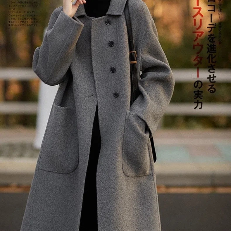 Hot!!!人気沸騰新柄追加 ラシャコート ラシャ ロング コート レディース 低身長 高身長 無地 長袖 アウター 折り襟 大きい カジュアル ゆったり 秋冬
