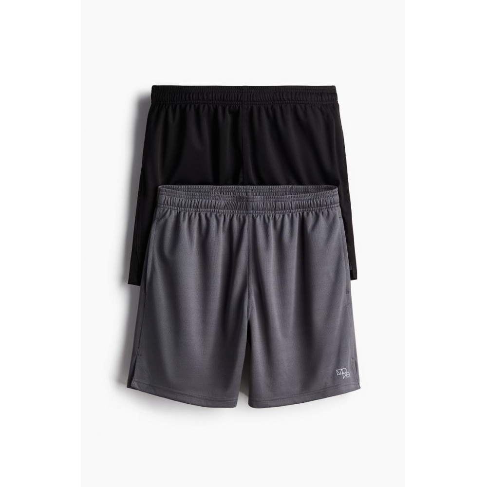 H&M スポーツショーツ DryMove 2 ピースセットダークグレー/ブラック