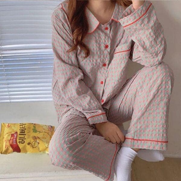 エド チェック キューティー 長袖 パジャマ パジャマ セット