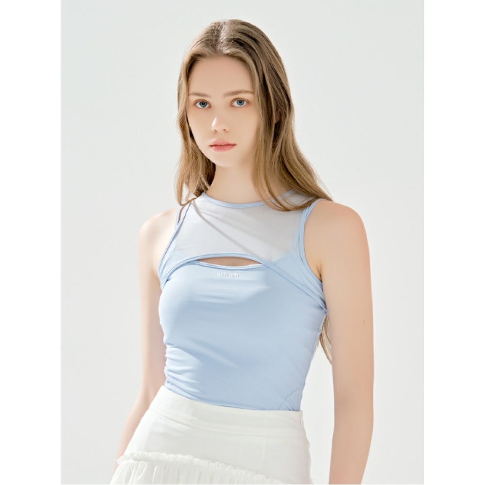 LORDLOAR メッシュカットアウトナシ T シャツブルー