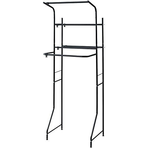 山善(YAMAZEN) 伸縮式 ランドリーラック 幅61-93 ブラック SHL-705(BK)