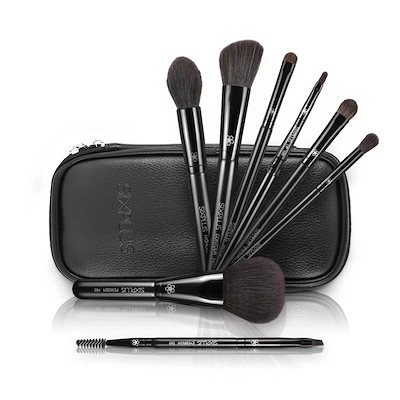 メイクブラシ 8本セット ブラック Dawnシリーズ ポーチ付き 持ち運びに便利 携帯用 メイク筆 化粧ブラシ 化粧ブラシセット リップブラシ クリスマスプレゼント ギ