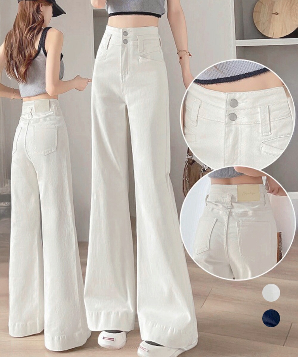 フレアデニムパンツ ハイウエスト美脚脚長 ブーツカットパンツ レディース 韓国風ジーンズ カジュアルジーパン 着やせ ストレートデニム体型カバー miniministore 2YIK