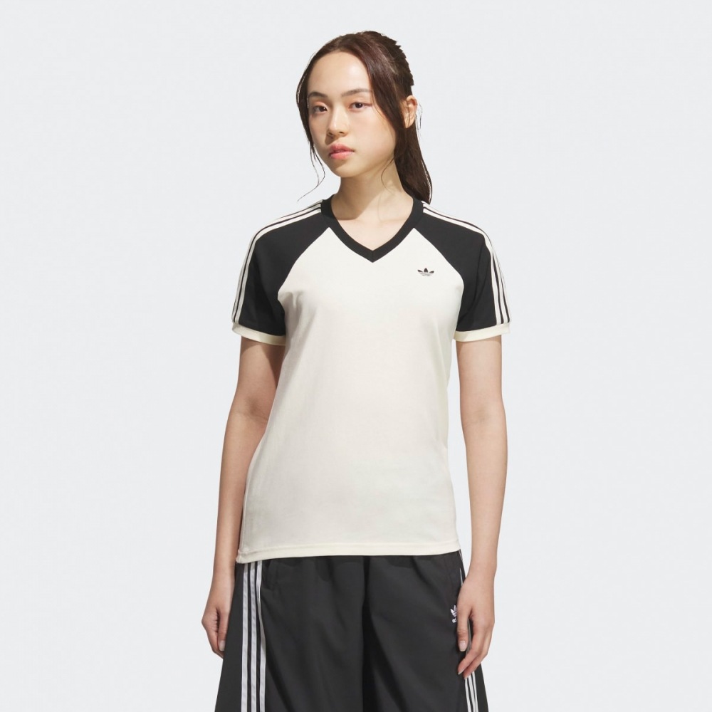 アディダス Vネック 半袖 Tシャツ KF0316-CREWHT/BLACK
