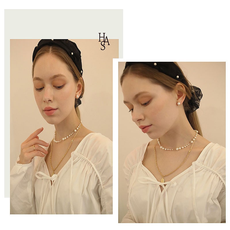 LV011 GOLD MIXED PEARL NECKLACE