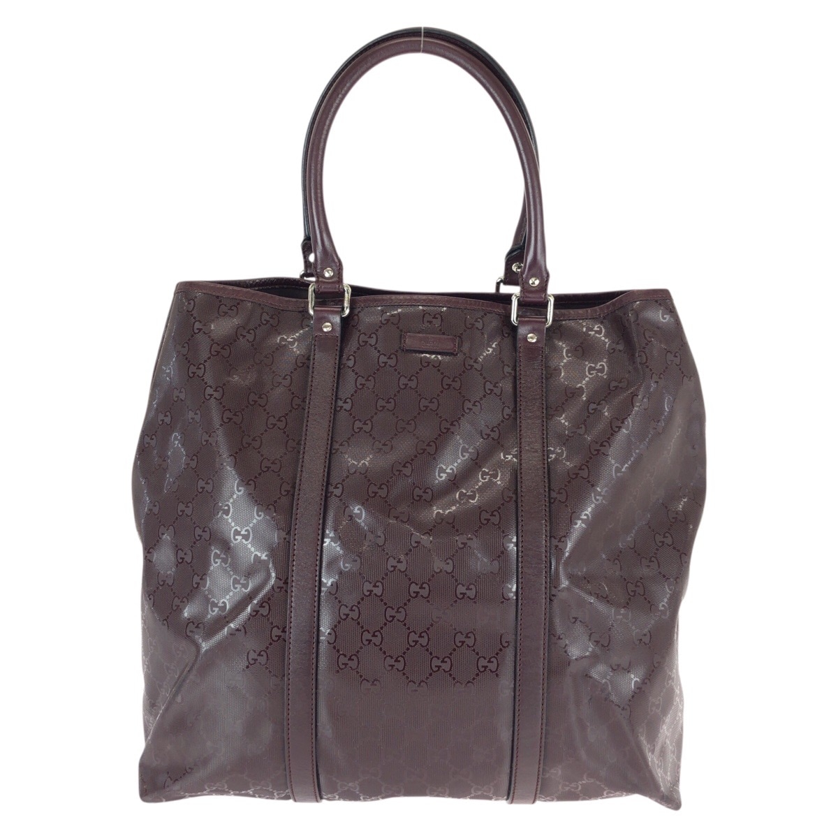 美品 GGインプリメ ワインレッド ボルドー シルバー金具 PVC/レザー 223668 トートバッグ ショルダーバッグ レディース 600978