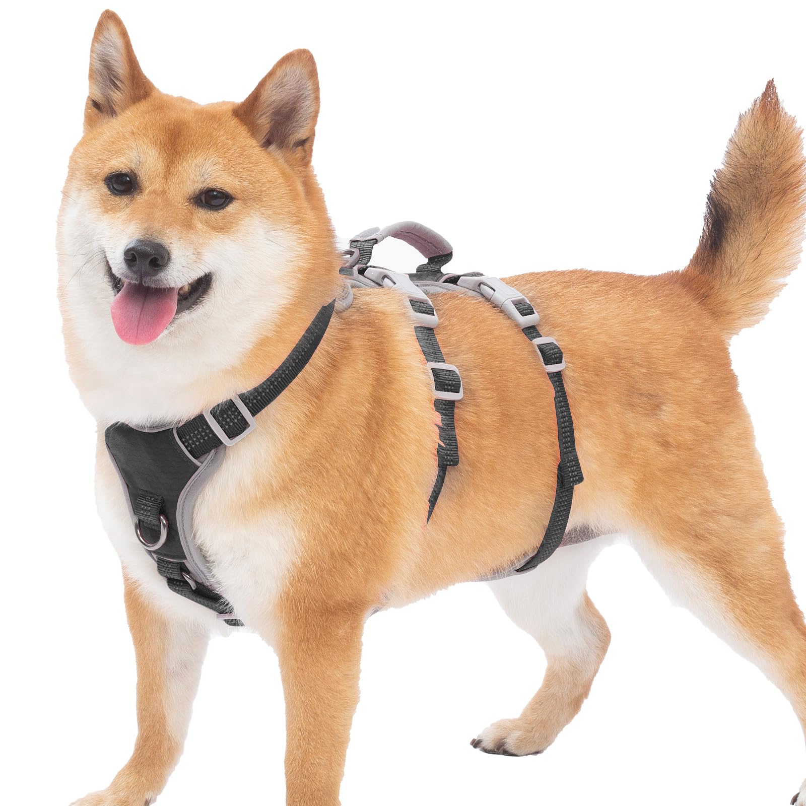 Huntboo 犬 ハーネス 犬用胴輪 犬ハーネス大型犬 大型犬用ハーネス 大型犬 脱着簡単 引っ張り防止 調節可能 おしゃれ 夜反射 防水 通気性 訓練 ハイキング（XLブラック）
