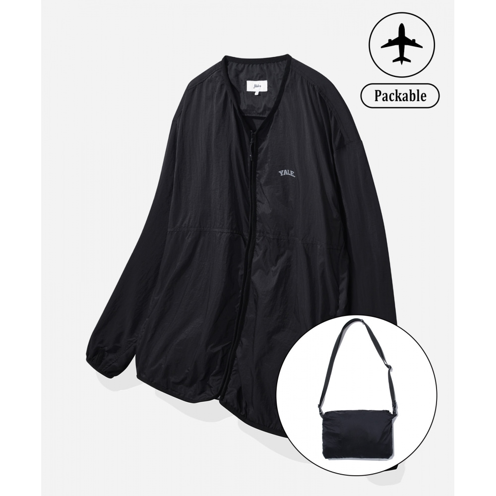 YALE [ワンマイルウェア] コンフォートパッカブルノーカラージャケットブラック