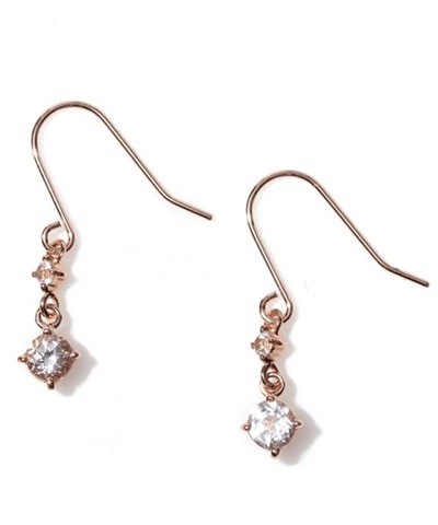 4℃　ヨンドシー　ホワイトトパーズ　ピンクゴールドフックピアス メンズ レディース ブランド 正規品 新品 ギフト