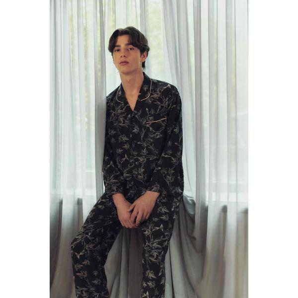 ビーナス正常オルファプレミアムフラワーパターン男性パジャマメンズ寝巻き OPA5955M BK C_P407584307