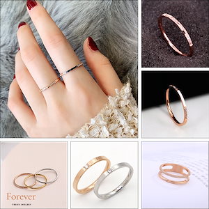 人気商品　超可愛い指輪　ダイヤ付き　細い　エポキシ　ペアリング　差し指　チタン鋼　リング手元を美しく