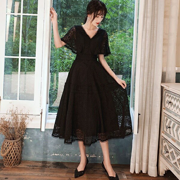 ドレス 大人 ピアノ 発表会 ミモレ丈ドレス 演奏会 演奏会用ドレス ピアノ発表会 黒 結婚式 高校生 パーティードレス 演奏会ドレス 大きいサイズ 母親 コンクール イブニングドレス ミモレ丈 大き