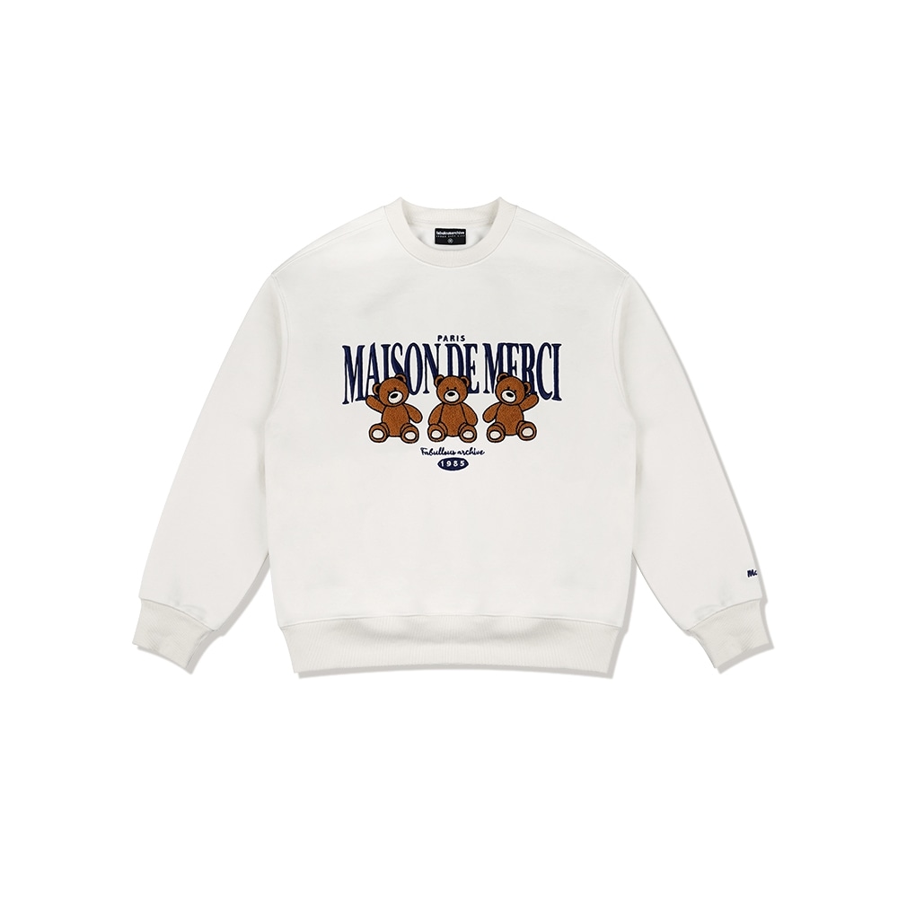 ファビュラスアーカイブ女性用クロップベアフレンズブックルスウェットシャツホワイト (FCC3TS451W)