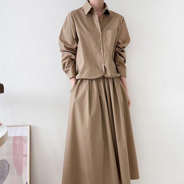 Hスタイル(SET)シャツストリングセット 秋 レディース スカートセット 長袖 トレーニングセット スカートセットアップ