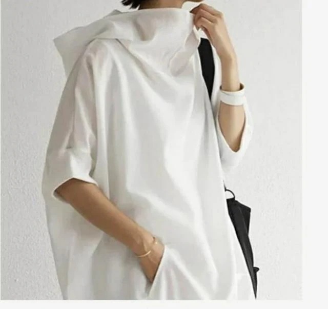 パーカー レディース tシャツ 五分袖 フード付き ゆったりパーカー 半袖パーカー Tシャツ カットソー トップス プルオーバー サイドスリット