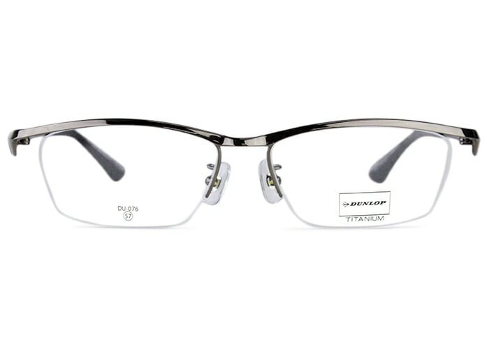 ダンロップ DUNLOP DU-076 c.2 ガンメタル 伊達 度付き ナイロール 日本製 大きい 老眼鏡 遠近両用 チタン 軽量 メガネ 57ロ16