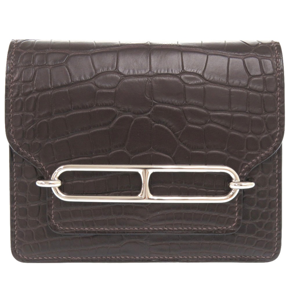 新品同様 ロウリス ルリ スリム コインケース アリゲーターマット/アリゲーターマット エベンヌ U刻印 1442【中古】 メンズ