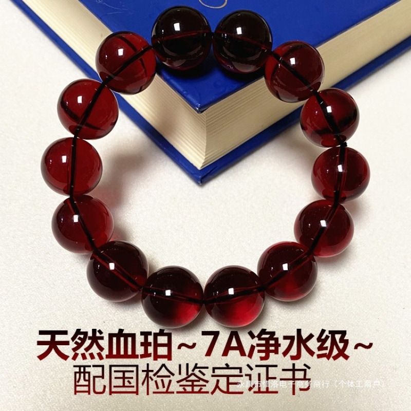 本物の天然原石血珀ブレスレット男女兼用本物保証コンパクトなシングルリング富を招き運気を変えるアクセサリー