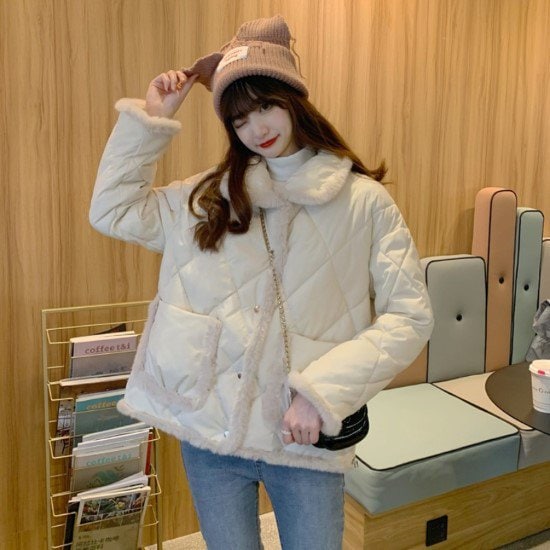 ダウンジャケット レディース ダウンコート 羽織 アウター ジャケット ポケット ボア 襟あり シンプル 無地 長袖 カジュアル お出かけ おしゃれ 厚手 冬 暖かい 防寒 ダウンジャケット