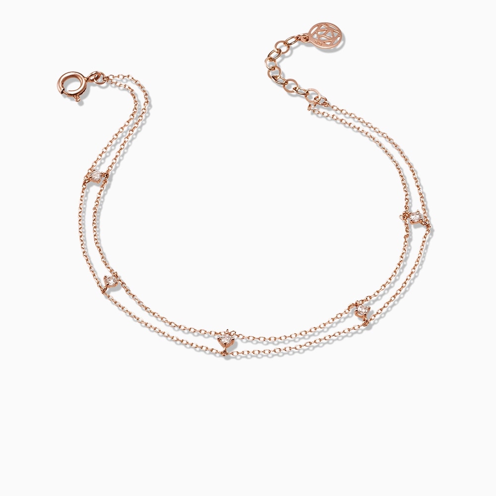 14K 18K ダブルチェーンストーンブレスレット