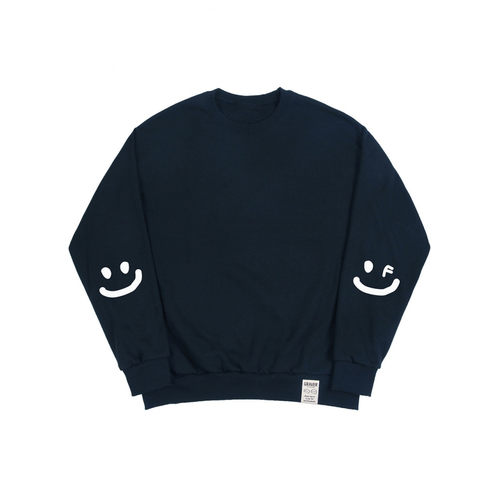 GRAVER エルボースマイル描画マンツーマンネイビーホワイトロゴ