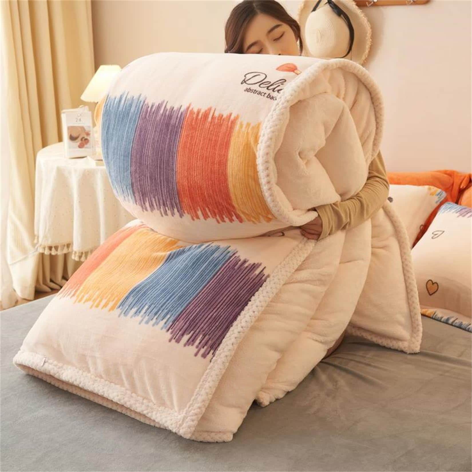 こたつ布団 長方形 おしゃれ 虹柄 フランネル 掛け布団 シングル ダブルサイズ 発熱毛布 裏起毛 マイクロファイバー 増量タイプ ボリューム感がたっぷり 冬用寝具30%までに制限