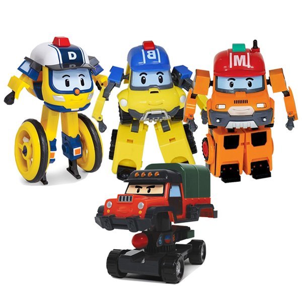 ロボカーポリー 変身ロボット 4インチ マーク バッキー ドローニー フォーチャー 4点 セット