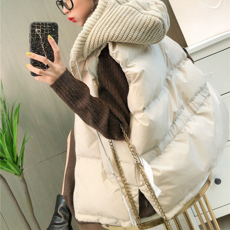 フード付きコットンベスト ニットベスト コットンベスト ベスト チョッキ 秋冬 アウターウェア レデ