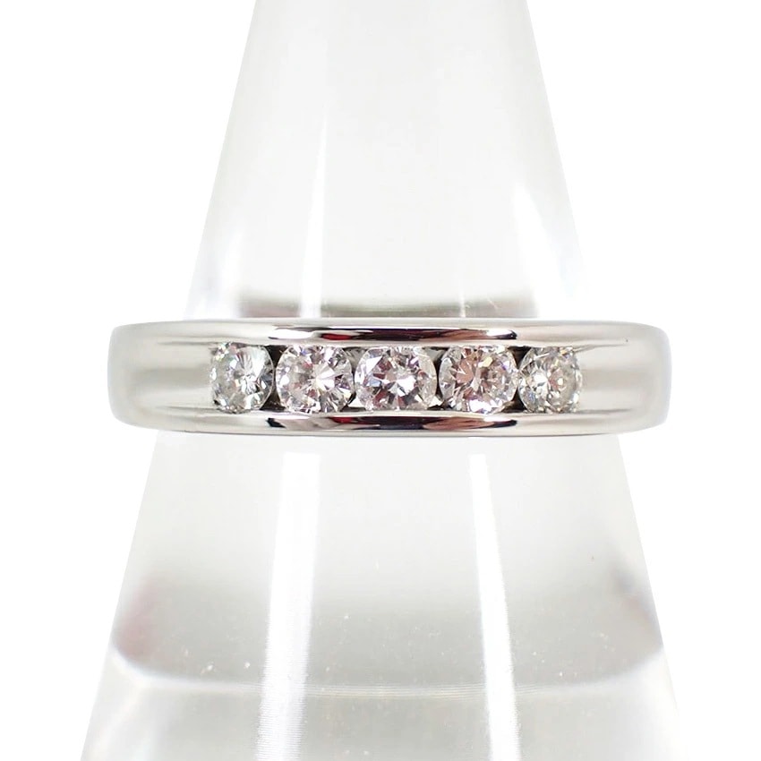 【中古】Pt900 ダイヤモンド/0.50ct レール留め リング 16号[g338-71］