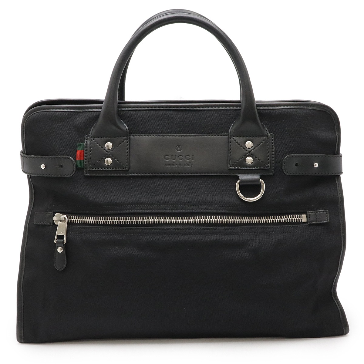 ウェブループ ビジネスバッグ ブリーフケース 書類カバン ナイロンキャンバス レザー ブラック 黒 シルバー金具 24641