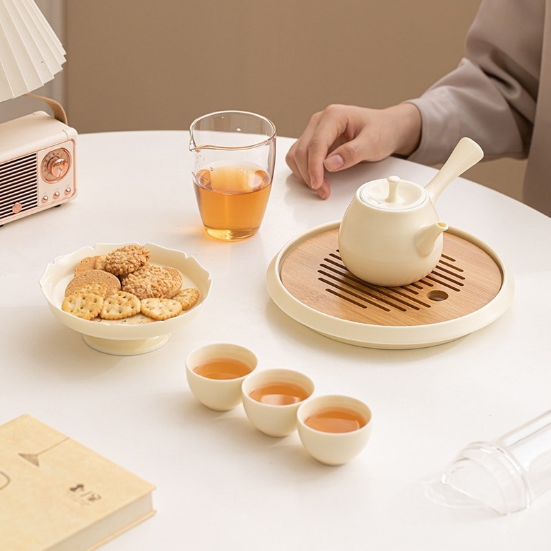 小雅茶礼セット提梁壺泡急須茶碗乾泡皿カンフー茶器セット家庭用温茶炉茶器セット