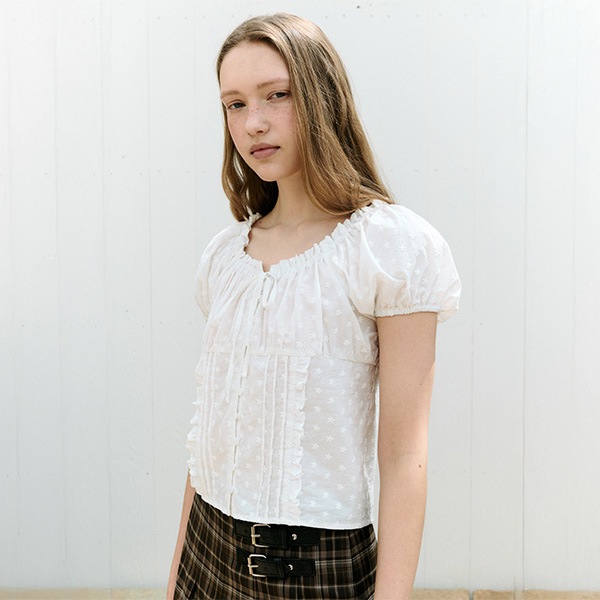 FRILL PINTUCK BLOUSE WHITE