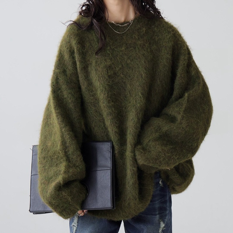 【No.1 人気商品】韓国風ファッション人気を独占中ラウンドネック長袖プルオーバーセーター