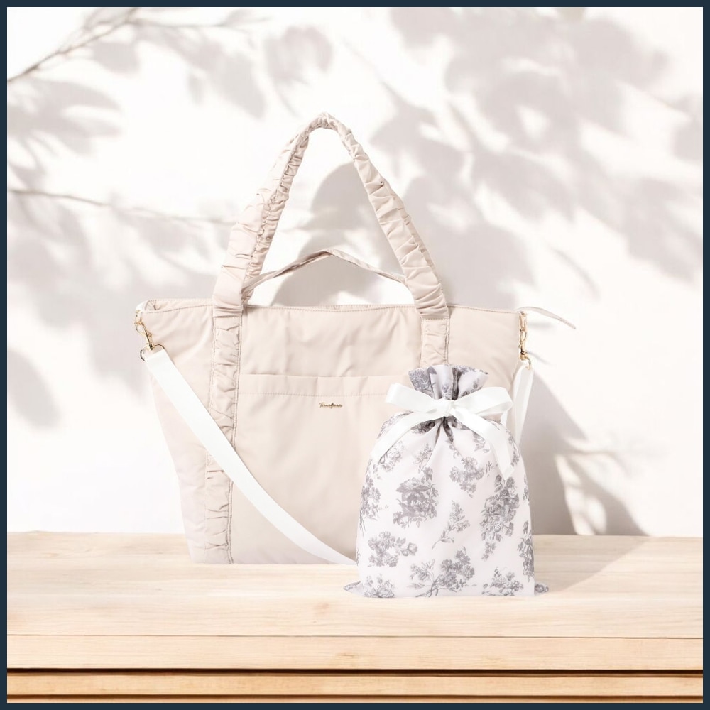 [Francfranc] フランフラン クラシックフラワー トラベルバッグ ライトピンク 撥水加工 旅行 トラベル キャリーオン 軽量