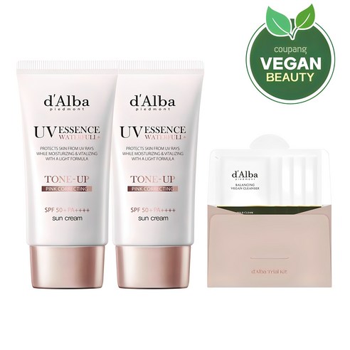 [1セット] ウォータープル トーンアップ 日焼け止め SPF 50+ PA++++ 50ml x 2p + バランシング ヴィーガン ジェル クレンザー 15ml セット