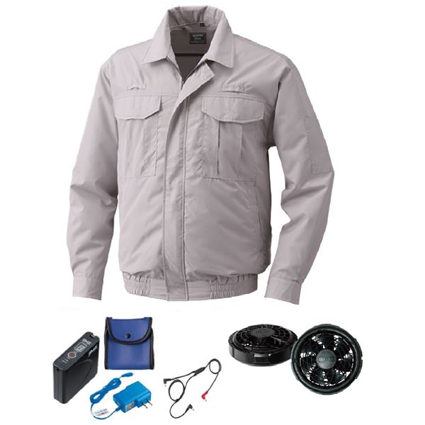 KU9055F 空調服 綿薄手 フルハーネス対応 FAN2300B/LISUPER1 銀 5L