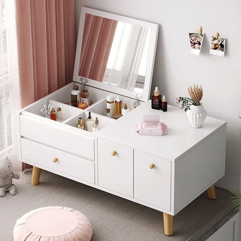 「1つ買うと1つ」ドレッサー テーブル 鏡台 化粧台 一面ドレッサー ガラス ホワイト 化粧 コスメ コスメ収納ドレッサー