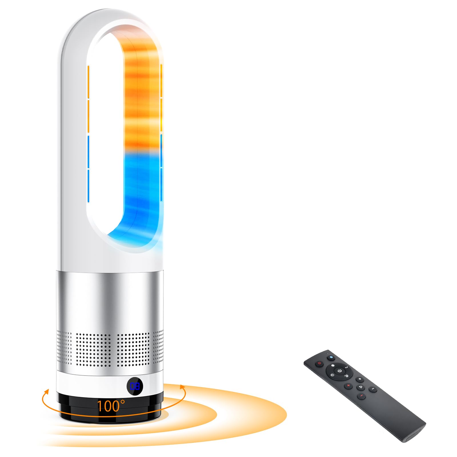 セラミックヒーター 【冬新定番・羽根なし・泠暖兼用】ヒーター 暖房器具 省エネ 電気 3段階温風 8段階送風 100首振り 9Hタイマー 静音 DCモーター 節電 リモコン操作 泠暖房 40W/110