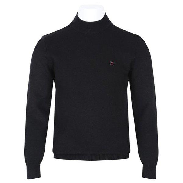 メンズソフトウールハーフネック長袖ニットTシャツ BGM-KN-Q002-ブラック 6,424円