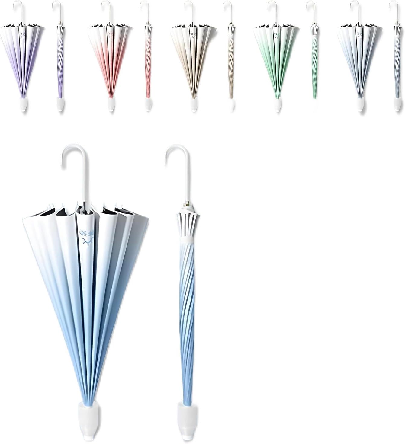 晴雨兼用傘 レディース グラデーション 16本骨 軽量 カバー付き UVカット 耐風 ワンタッチ自動開け 遮熱 丈夫 撥水 梅雨対策 台風対応