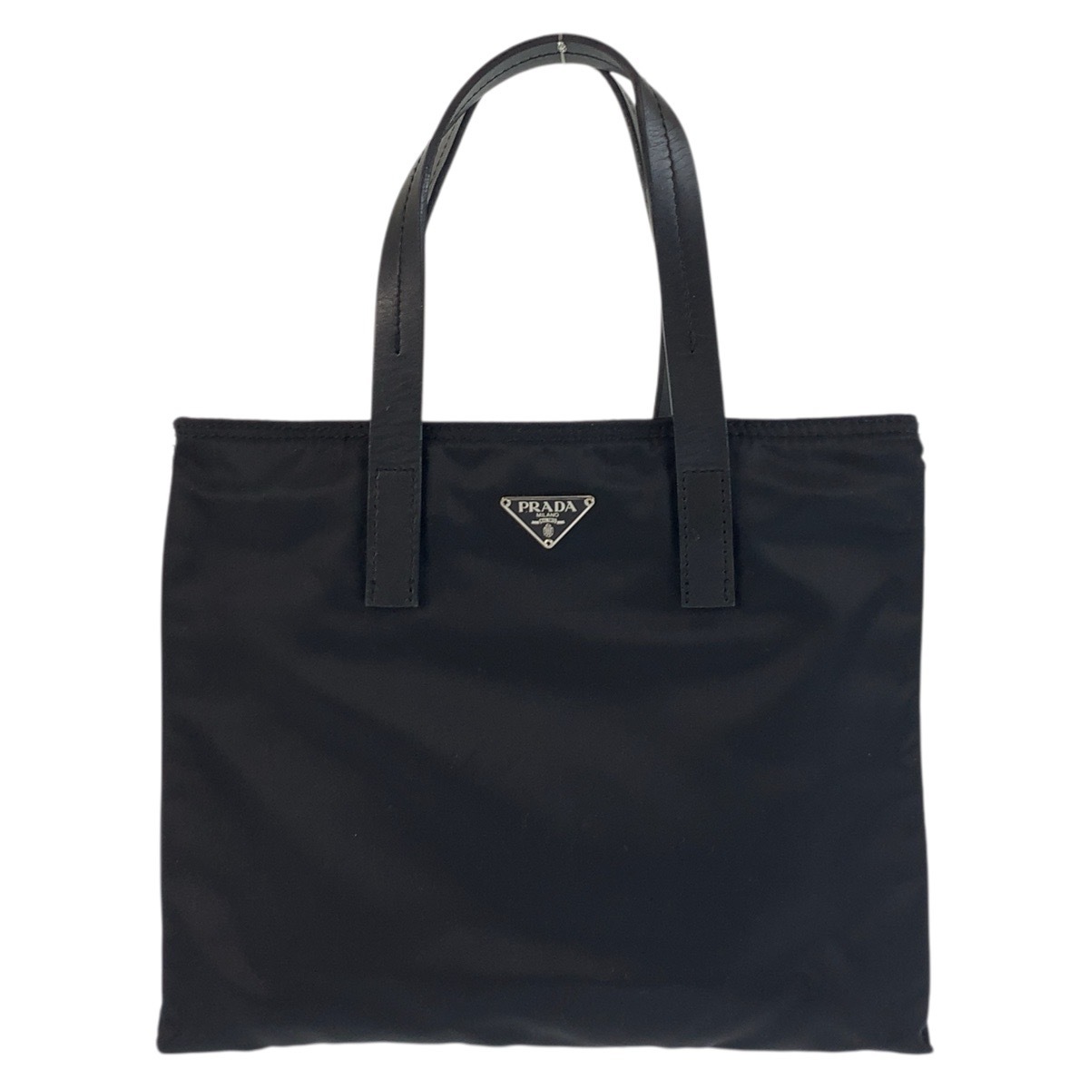 美品 テスート 三角ロゴプレート ブラック ナイロン/レザー トートバッグ ハンドバッグ レディース 503040