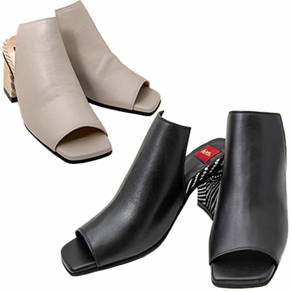 herb 7513 レディース ミュール 日本製 本革 スクエアトゥ チャンキーヒール 幅広 安定感 柔らかい 履きやすい ホールド感 お洒落 プレゼント レザー MADE IN JAPAN