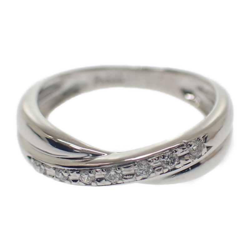 デザインジュエリー ツイスト ピンキー 4号 リング Pt900 プラチナ ダイヤモンド レディース 美品 ギフト【Aランク】